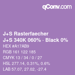 Color code: J+S Rasterfaecher - J+S 340K 060% · Black 0% | qconv.com