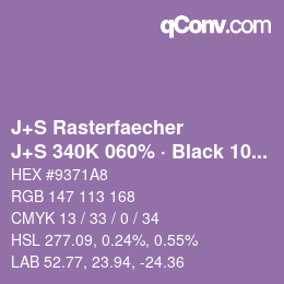 Code couleur: J+S Rasterfaecher - J+S 340K 060% · Black 10% | qconv.com