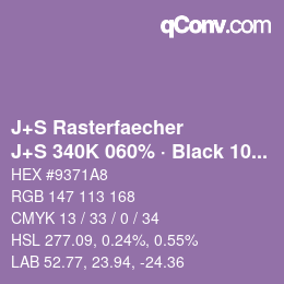 Color code: J+S Rasterfaecher - J+S 340K 060% · Black 10% | qconv.com