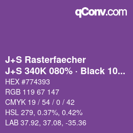 Code couleur: J+S Rasterfaecher - J+S 340K 080% · Black 10% | qconv.com