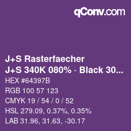 Farbcode: J+S Rasterfaecher - J+S 340K 080% · Black 30% | qconv.com