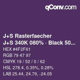 Farbcode: J+S Rasterfaecher - J+S 340K 080% · Black 50% | qconv.com