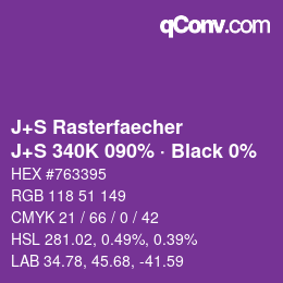 カラーコード: J+S Rasterfaecher - J+S 340K 090% · Black 0% | qconv.com