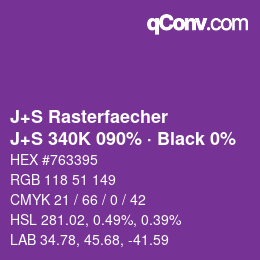 Color code: J+S Rasterfaecher - J+S 340K 090% · Black 0% | qconv.com