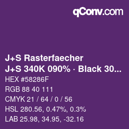 Farbcode: J+S Rasterfaecher - J+S 340K 090% · Black 30% | qconv.com