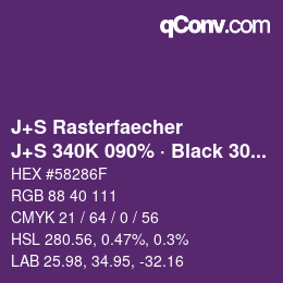 Color code: J+S Rasterfaecher - J+S 340K 090% · Black 30% | qconv.com