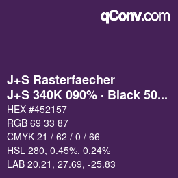 カラーコード: J+S Rasterfaecher - J+S 340K 090% · Black 50% | qconv.com