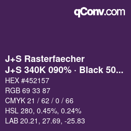 Color code: J+S Rasterfaecher - J+S 340K 090% · Black 50% | qconv.com