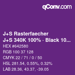 Farbcode: J+S Rasterfaecher - J+S 340K 100% · Black 10% | qconv.com