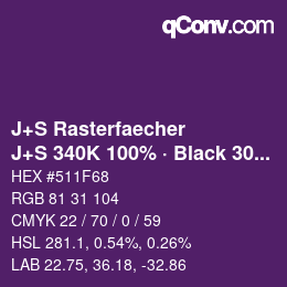 Farbcode: J+S Rasterfaecher - J+S 340K 100% · Black 30% | qconv.com