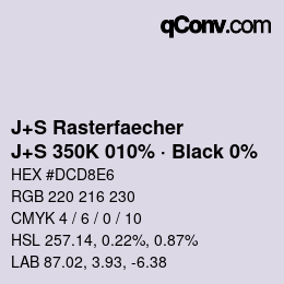 Farbcode: J+S Rasterfaecher - J+S 350K 010% · Black 0% | qconv.com