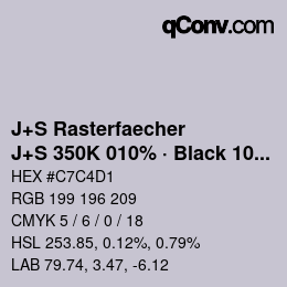 Farbcode: J+S Rasterfaecher - J+S 350K 010% · Black 10% | qconv.com