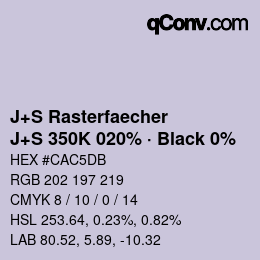 カラーコード: J+S Rasterfaecher - J+S 350K 020% · Black 0% | qconv.com