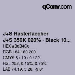 Code couleur: J+S Rasterfaecher - J+S 350K 020% · Black 10% | qconv.com