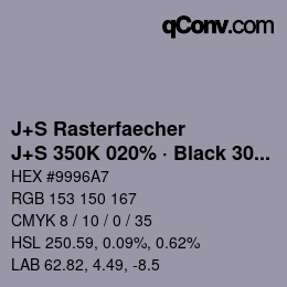Code couleur: J+S Rasterfaecher - J+S 350K 020% · Black 30% | qconv.com