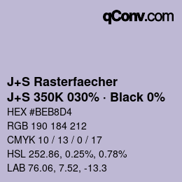 Farbcode: J+S Rasterfaecher - J+S 350K 030% · Black 0% | qconv.com