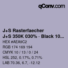 Farbcode: J+S Rasterfaecher - J+S 350K 030% · Black 10% | qconv.com