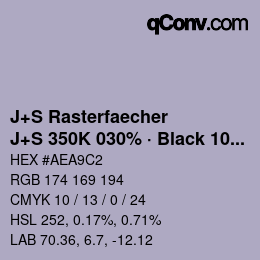 Color code: J+S Rasterfaecher - J+S 350K 030% · Black 10% | qconv.com