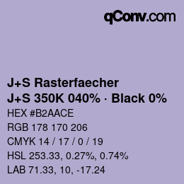Code couleur: J+S Rasterfaecher - J+S 350K 040% · Black 0% | qconv.com
