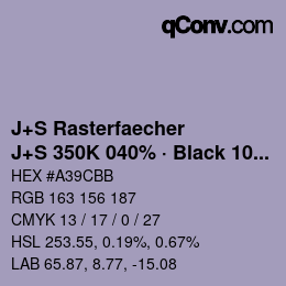 カラーコード: J+S Rasterfaecher - J+S 350K 040% · Black 10% | qconv.com