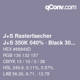 Farbcode: J+S Rasterfaecher - J+S 350K 040% · Black 30% | qconv.com