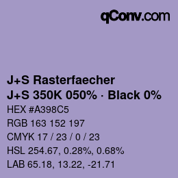 Farbcode: J+S Rasterfaecher - J+S 350K 050% · Black 0% | qconv.com