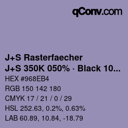Farbcode: J+S Rasterfaecher - J+S 350K 050% · Black 10% | qconv.com