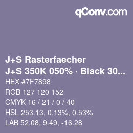 Code couleur: J+S Rasterfaecher - J+S 350K 050% · Black 30% | qconv.com