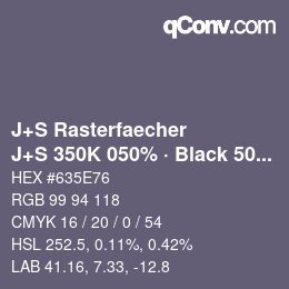 Code couleur: J+S Rasterfaecher - J+S 350K 050% · Black 50% | qconv.com