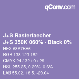 Code couleur: J+S Rasterfaecher - J+S 350K 060% · Black 0% | qconv.com
