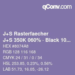 Farbcode: J+S Rasterfaecher - J+S 350K 060% · Black 10% | qconv.com