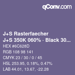 Code couleur: J+S Rasterfaecher - J+S 350K 060% · Black 30% | qconv.com