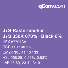 Farbcode: J+S Rasterfaecher - J+S 350K 070% · Black 0% | qconv.com