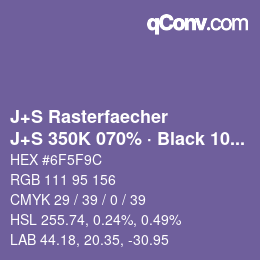 Farbcode: J+S Rasterfaecher - J+S 350K 070% · Black 10% | qconv.com
