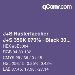 Code couleur: J+S Rasterfaecher - J+S 350K 070% · Black 30% | qconv.com