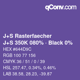 Farbcode: J+S Rasterfaecher - J+S 350K 080% · Black 0% | qconv.com