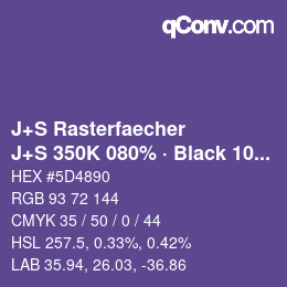 Farbcode: J+S Rasterfaecher - J+S 350K 080% · Black 10% | qconv.com