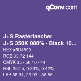 Color code: J+S Rasterfaecher - J+S 350K 080% · Black 10% | qconv.com