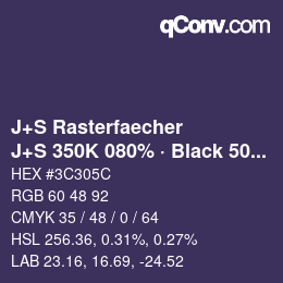 Farbcode: J+S Rasterfaecher - J+S 350K 080% · Black 50% | qconv.com