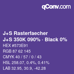 Farbcode: J+S Rasterfaecher - J+S 350K 090% · Black 0% | qconv.com
