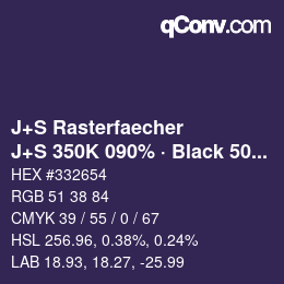 Code couleur: J+S Rasterfaecher - J+S 350K 090% · Black 50% | qconv.com