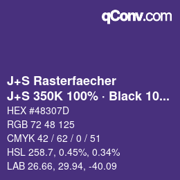 カラーコード: J+S Rasterfaecher - J+S 350K 100% · Black 10% | qconv.com