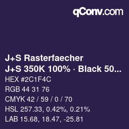カラーコード: J+S Rasterfaecher - J+S 350K 100% · Black 50% | qconv.com