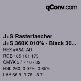 Farbcode: J+S Rasterfaecher - J+S 360K 010% · Black 30% | qconv.com