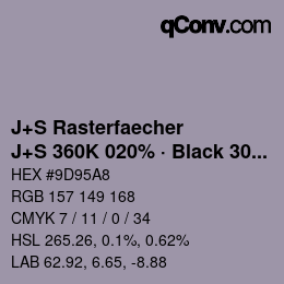 カラーコード: J+S Rasterfaecher - J+S 360K 020% · Black 30% | qconv.com
