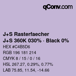 Code couleur: J+S Rasterfaecher - J+S 360K 030% · Black 0% | qconv.com
