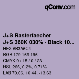 Farbcode: J+S Rasterfaecher - J+S 360K 030% · Black 10% | qconv.com