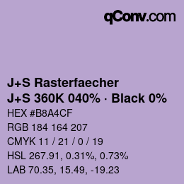 Farbcode: J+S Rasterfaecher - J+S 360K 040% · Black 0% | qconv.com