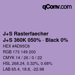 Farbcode: J+S Rasterfaecher - J+S 360K 050% · Black 0% | qconv.com
