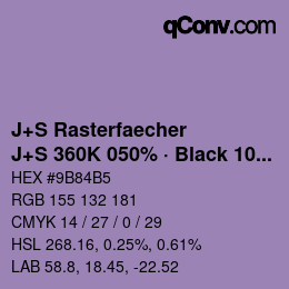 Farbcode: J+S Rasterfaecher - J+S 360K 050% · Black 10% | qconv.com